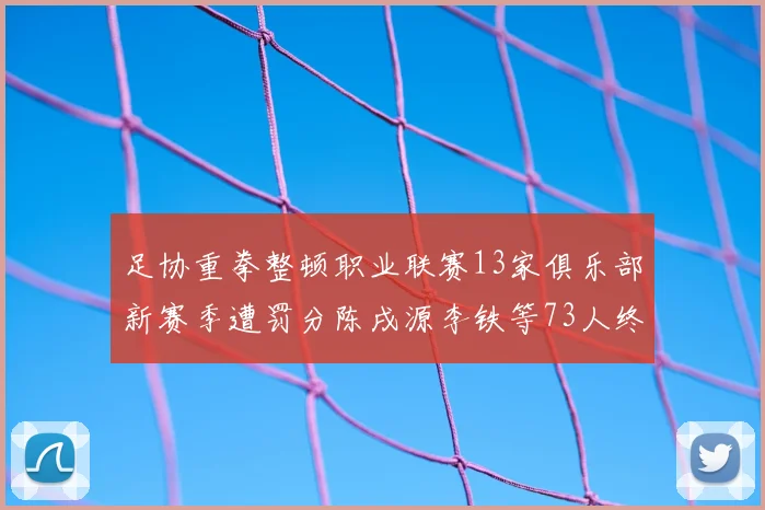 足协重拳整顿职业联赛13家俱乐部新赛季遭罚分陈戌源李铁等73人终身禁足